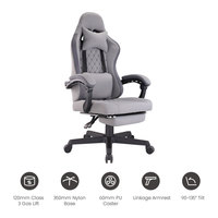 Chaise de jeu en tissu, vente en gros, chaise d'ordinateur ergonomique robuste avec accoudoirs articulés, appui-tête, support lombaire et repose-pieds