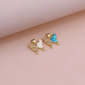 Butterfly pattern Pendant Exquisite Wholesale Mosaic CZ Zircon 24K Gold Plated Metal Connection Buckle Accessories Jewelry