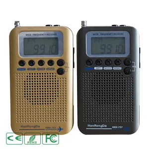 Oem Odm复古收音机，带耳机手持数字调频调幅Sw Air Cb甚高频飞机内置天线小尺寸可充电收音机