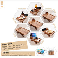 Plateau organisateur de canapé réglable en bois pour salon, support pour télécommande, porte-gobelet, plateau de service pour collations avec support