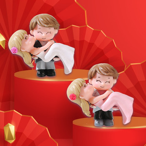 ตุ๊กตาคู่บ่าวสาวติดเค้กงานแต่งงาน รูปทรงกลม พลาสติก PVC สำหรับตกแต่งงานแต่งงาน - Product Image 3