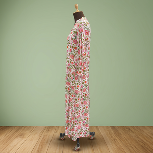 Robe maxi kaftan à col en V et imprimé floral pour femme |   Vêtements légers de style bohème pour la détente et les vacances - Product Image 2