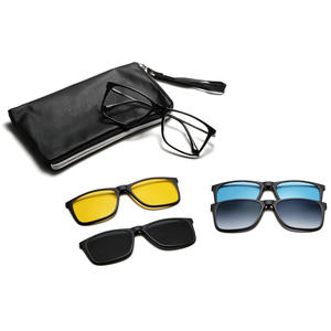 Nouvelles lunettes magnétiques avec verres polarisés, montures carrées en métal TR, protection UV400, unisexe, verres TAC noirs - Product Image 1