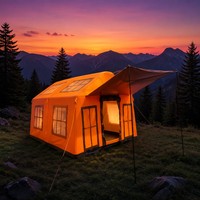 Tente gonflable orange 3x5m pour l'hébergement du personnel avec espace de vie privé pour les travailleurs humanitaires internationaux