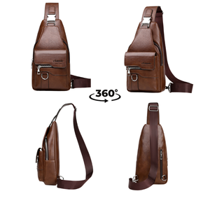 カスタムロゴ入りファッションPUレザーチェストバッグ、仕事、旅行、携帯に便利なクロスボディバッグ、大容量メンズアウトドアショルダーバッグ - Product Image 4