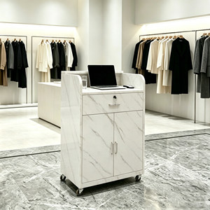 Comptoir de réception moderne en marbre avec roulettes pour magasin de vêtements, comptoir de caisse, mobilier de bureau minimaliste, usage commercial - Product Image 1