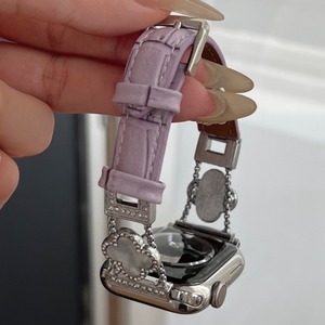 Correa de Reloj de Pulsera Delgada de Cuero y Metal con Diamantes y Tréboles <span class=keywords><strong>para</strong></span> <span class=keywords><strong>Mujer</strong></span>, Compatible con <span class=keywords><strong>Apple</strong></span> <span class=keywords><strong>Watch</strong></span> 8 9 10 11 SE 2 - Product Image 6