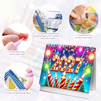 Nouveau Calendrier de Bureau en Carton Imprimé LS 2027, Kit de Peinture Diamant 5D DIY, 12 Pièces à Thèmes Différents, Écologique et Fait Main