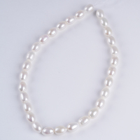 Chaîne de perles d'eau douce en gros, 9-10 mm, perles de riz blanches, bonne qualité pour la fabrication de colliers