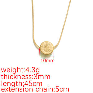 Collar con Medalla de Cruz de San Benito de Doble Cara, Joyería Religiosa para Hombre y Mujer, Chapado en Oro, Acero - Product Image 2