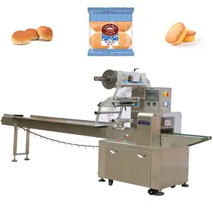 Small Mini Rice Cup Cake Burgers Flow Packaging Machines Small Back Seal Bakery Cake Flow Wrapping Machine