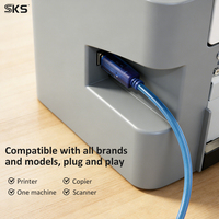 Câble de données USB 2.0 AM BM transparent bleu tressé à charge rapide compatible avec les imprimantes, les scanners, les disques durs externes, les ordinateurs iOS