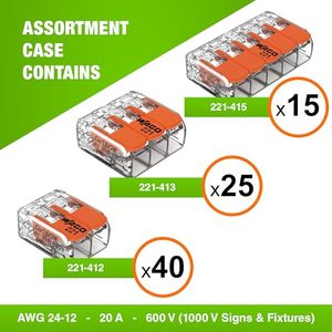 Para conectores de cable de empalme compactos de la serie <span class=keywords><strong>WAGO</strong></span> 221, juego de 80 piezas 221-412 221-413 221-415, bloques de terminales eléctricos enchufables - Product Image 2