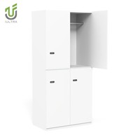 IULTRA Casier de bureau mobile et verrouillable moderne avec étagères, armoire de rangement haute aspect bois pour objets personnels scolaires, blanc