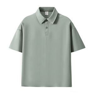 เสื้อโปโลผ้าฝ้ายเย็นสบายสำหรับฤดูร้อน แบบหลวม สีพื้น สำหรับเด็กผู้ชาย  รับสกรีนโลโก้ แฟชั่นสตรีท ปกเสื้อโปโล - Product Image 6