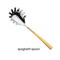 Ensemble d'ustensiles de cuisine en acier inoxydable doré mat personnalisé, 7 pièces, louche, cuillère à spaghetti, cuillère à servir le riz, écumoire, support