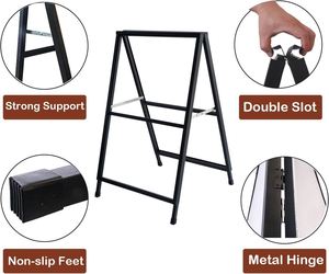 Outdoor A-<b>Frame</b> Sidewalk Sign 24x36 Inch Sandwich Board Advertising <b>Poster</b> Stand for Cafe Shop Retail Store - Product Image 2