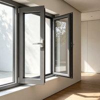 Fenêtre à battant en aluminium à rupture de pont thermique HUACAI, insonorisée, pour maison, villa, chambre à coucher