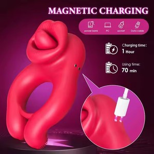 Couple Sex Toys Male <strong>Cock</strong> <strong>Ring</strong> &amp; Female Clitoral <strong>Vibration</strong> Tongue Licking <strong>Vibrator</strong> Penis Lock &amp; Female Clitoris Stimulator - Product Image 4
