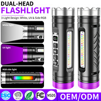 Linterna LED Multifuncional con Luz Negra UV de 365nm, Lámpara Lateral RGB COB, Recargable, de Aleación de Aluminio, para Camping e Inspección