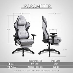 <span class=keywords><strong>Dowinx</strong></span> Grand et grand fauteuil de jeu avec repose-pieds avec appui-tête confortable et soutien lombaire Accoudoirs 4D en cuir Pu - Product Image 3