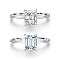 Bague solitaire en moissanite taille émeraude, argent sterling 925 plaqué rhodium, bijoux de fiançailles minimalistes pour femmes, GRA