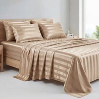 Parure de lit 3 pièces en satin de polyester 600TC, aspect soie lavée, infroissable, respirante et écologique, avec drap plat et drap-housse, pour usage domestique