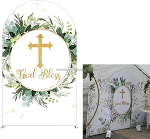 Housses en tissu <span class=keywords><strong>pour</strong></span> support de toile de fond en forme de croix dorée <span class=keywords><strong>pour</strong></span> les fêtes de première <span class=keywords><strong>communion</strong></span> et de baptême - Product Image 5