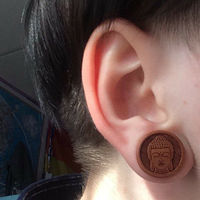 10 Paires de Plugs et Dilatateurs d'Oreille Bouddha Vintage en Bois Naturel Marron, Bijoux Corporels pour Hommes et Femmes - Cadeau et Fête