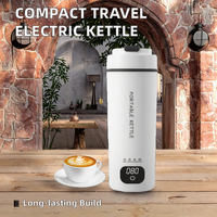 Ketel Listrik Digital Portabel dari Baja Tahan Karat Mini untuk Pemanasan Cepat di Rumah & Perjalanan Luar Ruangan.