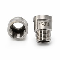 Adaptateur d'extension hexagonal en acier inoxydable 304 BSPP BSPT, filetage mâle 1/2 pouce, raccords de tuyauterie lisses forgés à froid, longueur standard 50 mm