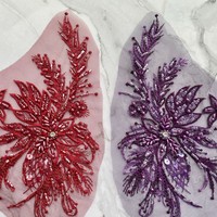 Applique en dentelle perlée multicolore lourde, broderie de sequins, sans adhésif, pour scène de mariage, costume ethnique, DIY