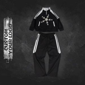 Sweat-shirts et pantalons de survêtement personnalisés avec logo brodé, survêtement ample, streetwear, ensemble de jogging, survêtement patchwork pour hommes - Product Image 1