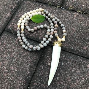 <span class=keywords><strong>Collana</strong></span> <span class=keywords><strong>con</strong></span> Pendente in <span class=keywords><strong>Corno</strong></span> di Osso Tibetano LS-D2494, Stile Boho Gitano, <span class=keywords><strong>con</strong></span> Perline in Pietra Preziosa - Product Image 3