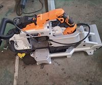 Scie à ruban sans fil 220V avec base amovible en acier allié, machine à couper à 45 degrés pour métal et bois