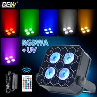 GEVV - Luces LED Planas Inalámbricas con Control Remoto DMX, Alimentadas por Batería, 4x18 RGBWA+UV 6 en 1, para Discoteca, Bodas, DJ, Escenario