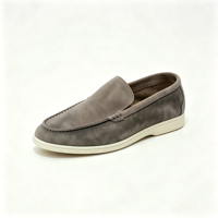 Mocassins en daim pour hommes, chaussures de conduite décontractées et confortables, baskets plates à semelle épaisse en caoutchouc blanc pour la marche