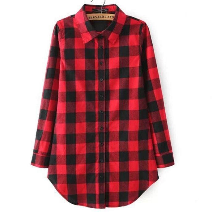 Chemises Boutonnées Carreaux Pour Femmes Taille Plus Robe De