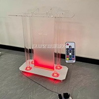 Éclairage Led Transparent Acrylique Pupitre Chaire Acrylique Plate-Forme Podium Église Chaire Réception