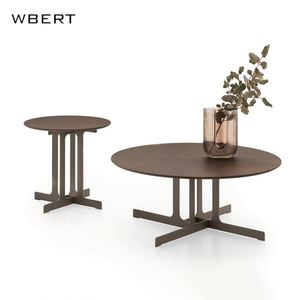 Mesa de centro moderna de estilo nórdico WBERT redonda de nogal negro sólido para muebles del hogar para comedor o uso en tienda de té de la leche - Product Image 3