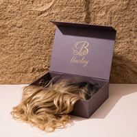 Boîte à perruque magnétique pliable personnalisée, emballage plat pour extensions de cheveux avec logo, boîte d'emballage pour perruque