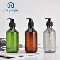 Botol plastik pompa Losion kosmetik, dapat terurai, 300ml, 500ml, 750ml, 1L Amber hijau bening, pompa Losion Gel Mandi, botol plastik untuk wadah sampo
