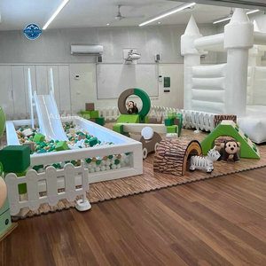 <span class=keywords><strong>Parc</strong></span> de jeux intérieur pour tout-petits, vert et brun sauvage, avec piscine à balles et équipement de jeux doux - Product Image 1