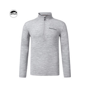 100% vestiti caldi di lana Merino bassi MOQ GECKO MASTER Heather Grey da uomo con <span class=keywords><strong>mezza</strong></span> Zip a maniche lunghe da uomo - Product Image 1