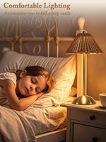 Lampe de table en rotin LED à commande tactile, lumière de chevet à intensité variable pour chambre à coucher, salon, décoration extérieure