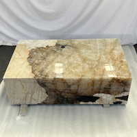 Table basse en bloc de quartzite naturel de Patagonie, cube de pierre de quartz jaune transparent, table centrale pour salon