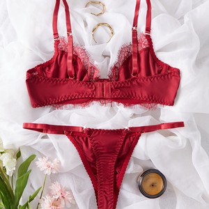 Nuovo Set di Lingerie <span class=keywords><strong>Sexy</strong></span> Europeo e Americano con <span class=keywords><strong>Reggiseno</strong></span> in Pizzo Trasparente e Schiena Scoperta, Mini Intimo per Seno Abbondante - Product Image 3
