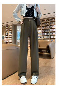 Pantaloni da abito neri per donna pantaloni da lavoro da donna coreani a 2 bottoni a gamba larga Vintage Streetwear di alta moda da ufficio - Product Image 4