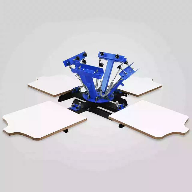 Automatic 4-Station 4-Color Rotary Screen Printing Machine Flat Screen Printer for T-Shirts New Condition