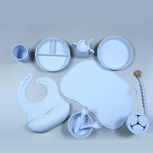 Nouvel ensemble de vaisselle en silicone sans BPA pour les tout-petits bols à ventouse pour aliments collants tasse et <span class=keywords><strong>assiette</strong></span> pour une alimentation facile pour les enfants - Product Image 1